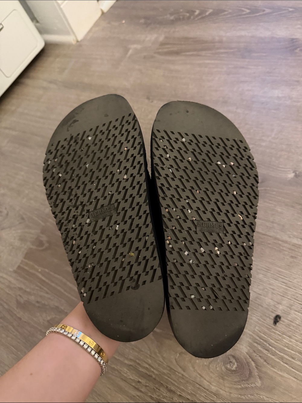 Women's Hermes Black Suede Slip-On Loafers - Picture 3 of 4